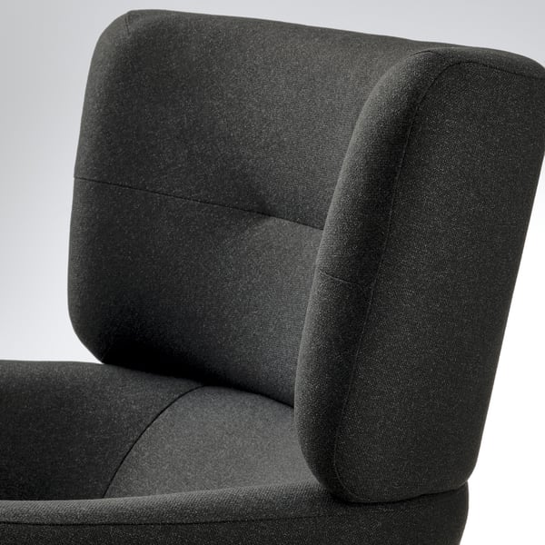 OSKARSHAMN Fauteuil à oreilles av repose-pieds, Gunnared noir/gris