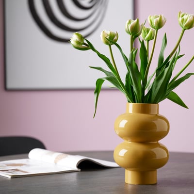 PÄRLHÄGG Vase, jaune-beige, 8 ¾ "