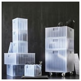 PANSARTAX Bac à roulettes avec couvercle, transparent bleu gris, 13x13x15 ¾ "