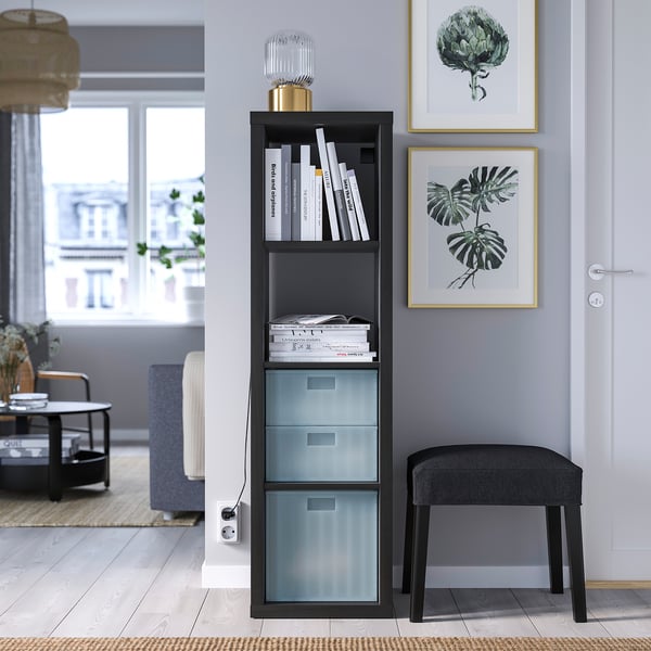 PANSARTAX Boîte de rangement avec couvercle, transparent bleu gris, 13x13x6 ½ "