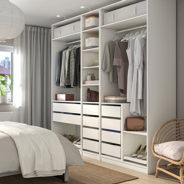 PAX Agencement armoire-penderie, blanc, 98 3/8x22 7/8x93 1/8 "
