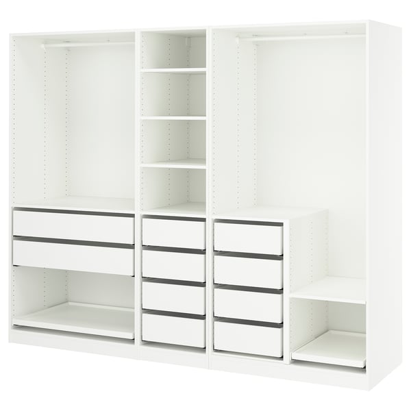 PAX Agencement armoire-penderie, blanc, 98 3/8x22 7/8x79 1/8 "