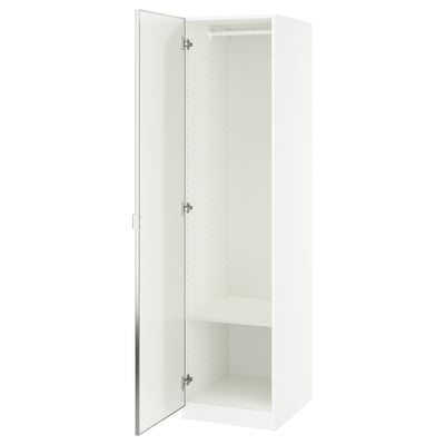 PAX / ÅHEIM Agencement armoire-penderie, blanc/verre miroir, 19 5/8x23 5/8x79 1/4 "