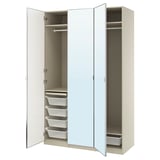 PAX / ÅHEIM Agencement armoire-penderie, gris-beige/verre miroir, 59x23 5/8x93 1/8 "