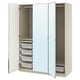 PAX / ÅHEIM Agencement armoire-penderie, gris-beige/verre miroir, 59x23 5/8x79 1/4 "