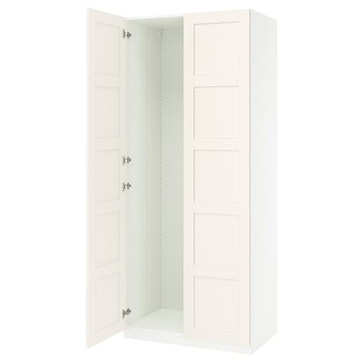 PAX / BERGSBO Agencement armoire-penderie, blanc/blanc, 39 3/8x23 5/8x93 1/8 "