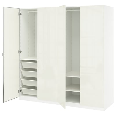 PAX / FARDAL/ÅHEIM Agencement armoire-penderie, blanc ultrabrillant/blanc verre miroir, 78 3/4x23 5/8x79 1/4 "