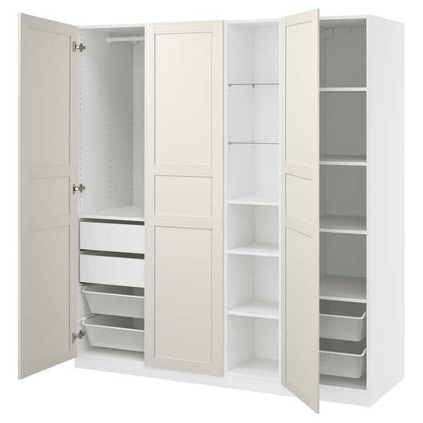 PAX / FLISBERGET Agencement armoire-penderie, blanc/blanc cassé, 72 7/8x23 5/8x79 1/4 "