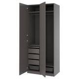 PAX / FORSAND Agencement armoire-penderie, gris foncé/gris foncé, 39 3/8x23 5/8x93 1/8 "