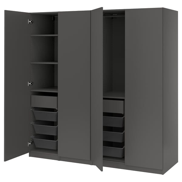 PAX / FORSAND Agencement armoire-penderie, gris foncé/gris foncé, 78 3/4x23 5/8x79 1/4 "