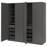 PAX / FORSAND Agencement armoire-penderie, gris foncé/gris foncé, 78 3/4x23 5/8x79 1/4 "