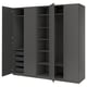 Option : PAX / FORSAND Agencement armoire-penderie, gris foncé/gris foncé, 98 3/8x23 5/8x93 1/8 "