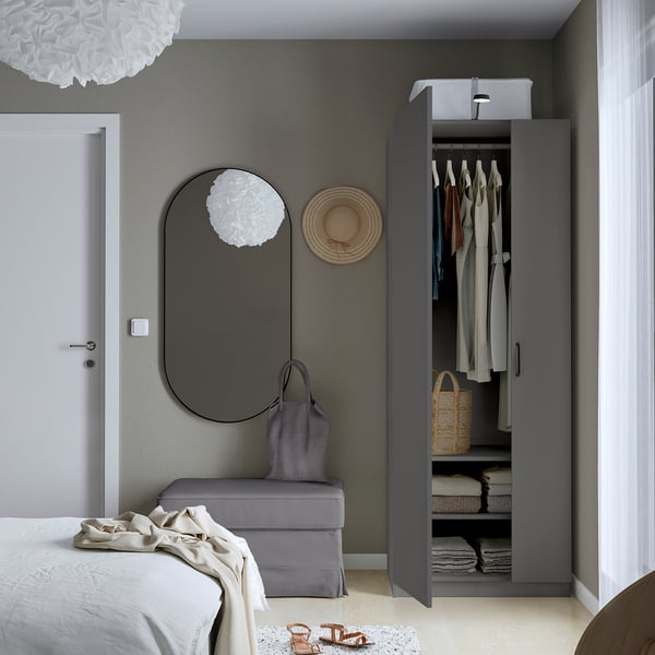 PAX / FORSAND Agencement armoire-penderie, gris foncé/gris foncé, 29 1/2x23 5/8x79 1/4 "