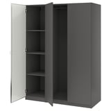 PAX / FORSAND/ÅHEIM Agencement armoire-penderie, gris foncé/verre miroir, 59x23 5/8x79 1/4 "