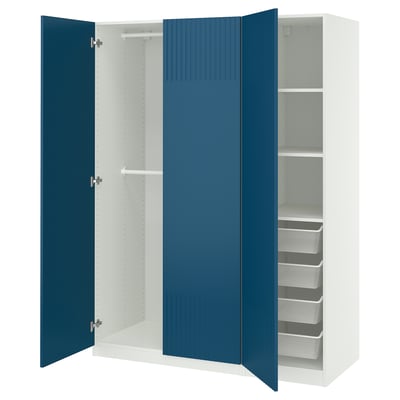 PAX / FYRUDDEN Agencement armoire-penderie, blanc/bleu, 59x22 7/8x79 1/8 "