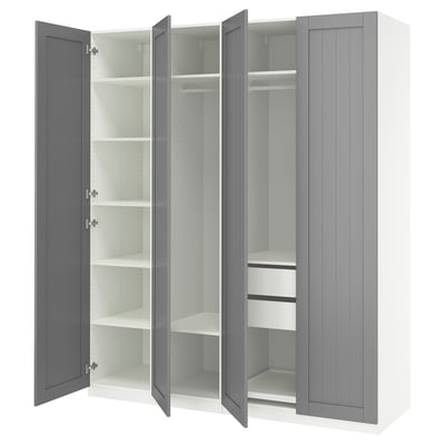 PAX / GULLABERG Agencement armoire-penderie, blanc/gris, 78 3/4x23 5/8x93 1/8 "