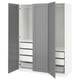 PAX / GULLABERG Agencement armoire-penderie, blanc/gris, 59x23 5/8x79 1/4 "
