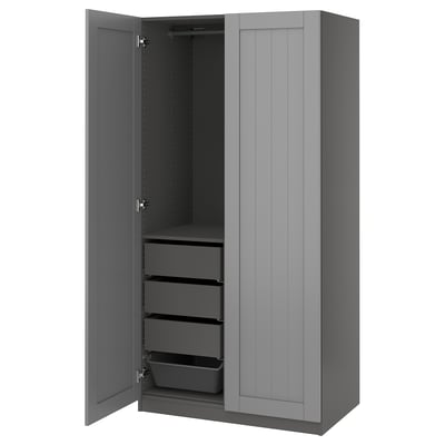 PAX / GULLABERG Agencement armoire-penderie, gris foncé/gris, 39 3/8x23 5/8x79 1/4 "