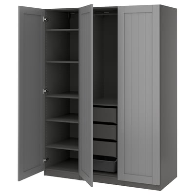 PAX / GULLABERG Agencement armoire-penderie, gris foncé/gris, 59x23 5/8x79 1/4 "