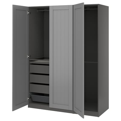 PAX / GULLABERG Agencement armoire-penderie, gris foncé/gris, 59x23 5/8x79 1/4 "