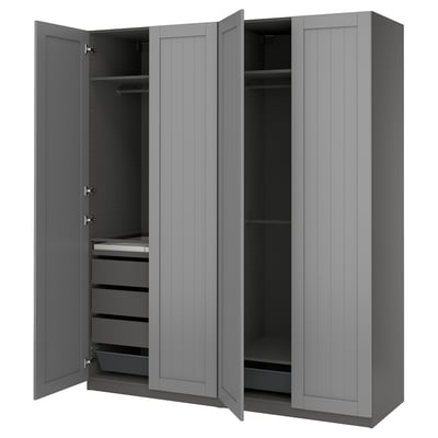 PAX / GULLABERG Agencement armoire-penderie, gris foncé/gris, 78 3/4x23 5/8x93 1/8 "