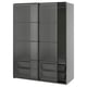 PAX / LUNDBRÄSMA Armoire portes coulissantes, gris foncé noir/verre à carreaux, 59x26x79 1/8 "