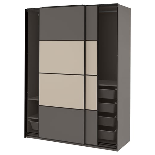 PAX / MEHAMN Armoire-penderie, double face gris foncé/gris-beige, 59x26x79 1/4 "