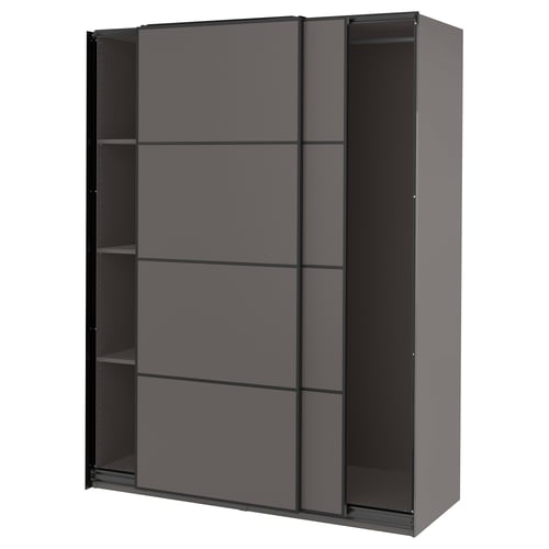 PAX / MEHAMN Armoire-penderie, gris foncé/double face gris foncé, 59x26x79 1/4 "