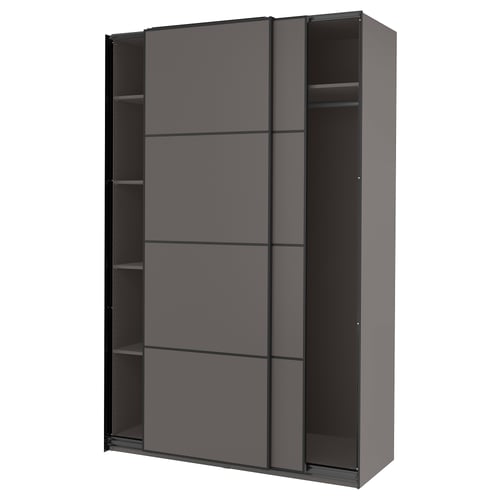 PAX / MEHAMN Armoire-penderie, gris foncé/double face gris foncé, 59x26x93 1/8 "