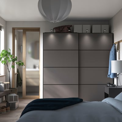 PAX / MEHAMN Armoire-penderie, gris foncé/double face gris foncé, 78 3/4x26x79 1/4 "