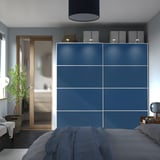 PAX / MEHAMN Armoire portes coulissantes, blanc blanc/double face bleu, 78 3/4x26x79 1/4 "