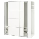 PAX / MEHAMN/AULI Armoire portes coulissantes, blanc aluminium/blanc blanc, 66 7/8x26x79 1/8 "