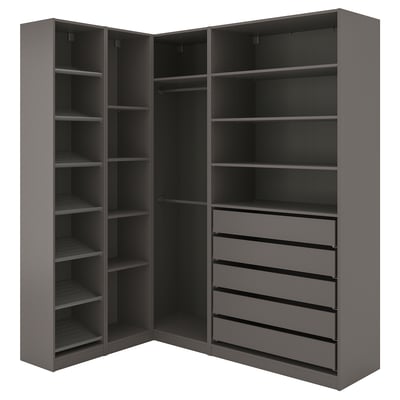 PAX Penderie d'angle, gris foncé, 63 1/4/73 7/8x93 1/8 "