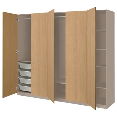 PAX / STORKLINTA Agencement armoire-penderie, gris-beige/eff chêne, 98 3/8x23 5/8x79 1/4 "