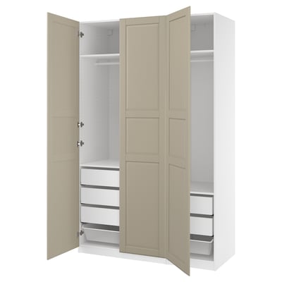 PAX / TYSSEDAL Agencement armoire-penderie, blanc/gris-beige, 59x23 5/8x93 1/8 "