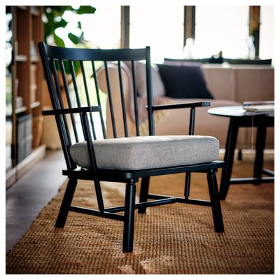 PERSBOL Fauteuil, noir/Tibbleby beige/gris