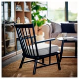 PERSBOL Fauteuil, noir/Tibbleby beige/gris