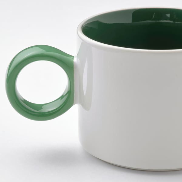 PIGGÅL Tasse, blanc/vert, 10 oz