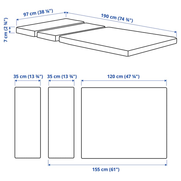 PLUTTEN Matelas mousse pour lit évolutif, 38 1/4x74 3/4 "
