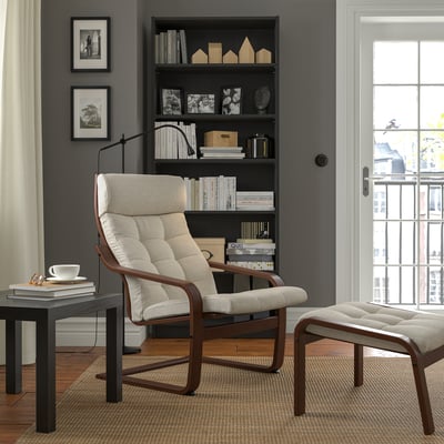 POÄNG Fauteuil avec repose-pieds, brun/Gunnared beige