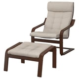 POÄNG Fauteuil avec repose-pieds, brun/Gunnared beige