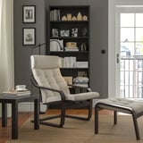 POÄNG Fauteuil avec repose-pieds, brun-noir/Gunnared beige