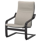 POÄNG Fauteuil avec repose-pieds, brun-noir/Knisa beige clair