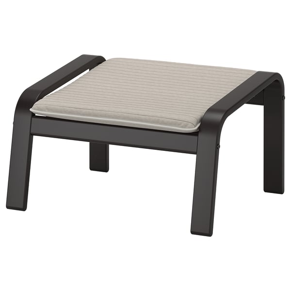 POÄNG Fauteuil avec repose-pieds, brun-noir/Knisa beige clair
