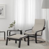 POÄNG Fauteuil avec repose-pieds, brun-noir/Knisa beige clair