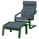 POÄNG Fauteuil avec repose-pieds, vert foncé/Gunnared bleu