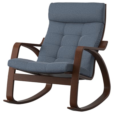 POÄNG Fauteuil berçant, brun/Gunnared bleu