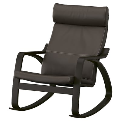 POÄNG Fauteuil berçant, brun-noir/Glose brun foncé