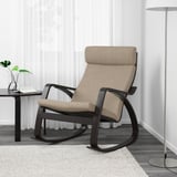 POÄNG Fauteuil berçant, brun-noir/Hillared beige