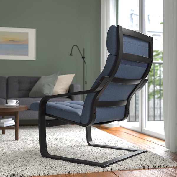 POÄNG Fauteuil, brun-noir/Gunnared bleu